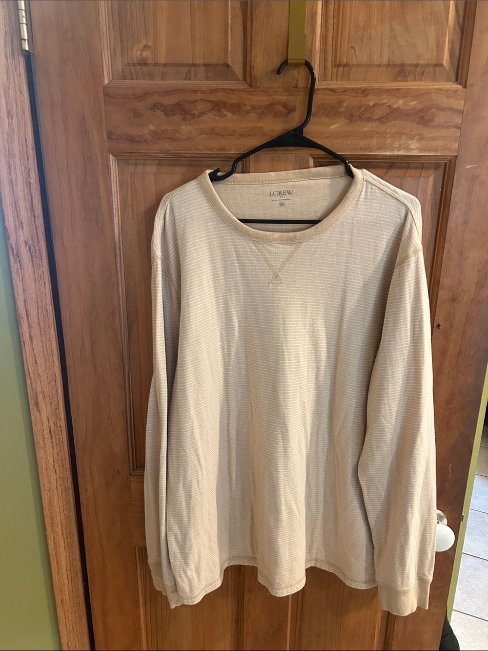 J. Crew Men’s Cream Crewneck Waffle-Knit Sweater